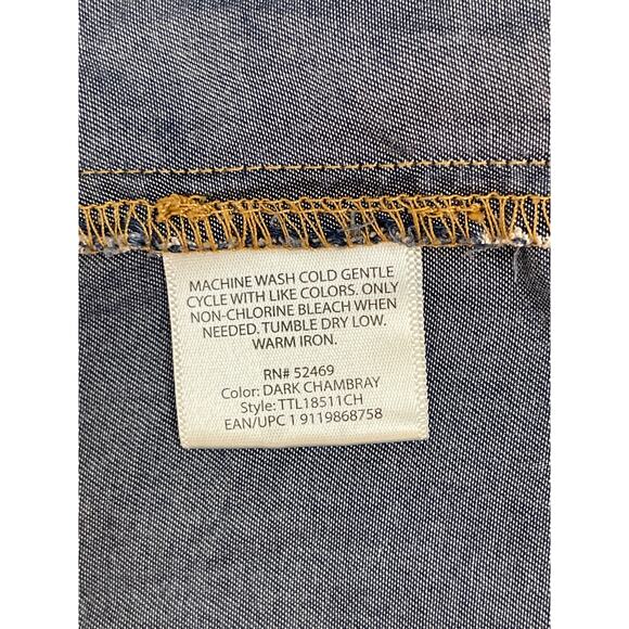 Time and Tru Denim Roll Up Sleeve Knee Length Collared Dress Pockets XL 16/18 - Picture 6 of 11